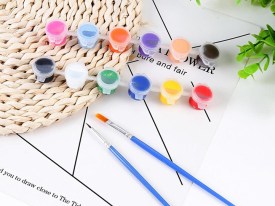 Pack 12 potecitos chicos pintura con 2 pinceles